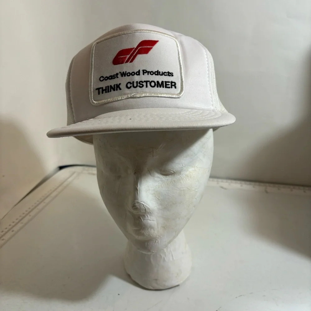 💥5/$25‎  Vintage trucker SnapBack hat white coast wood products